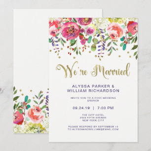 Convite Floral Gold   Estamos Casados