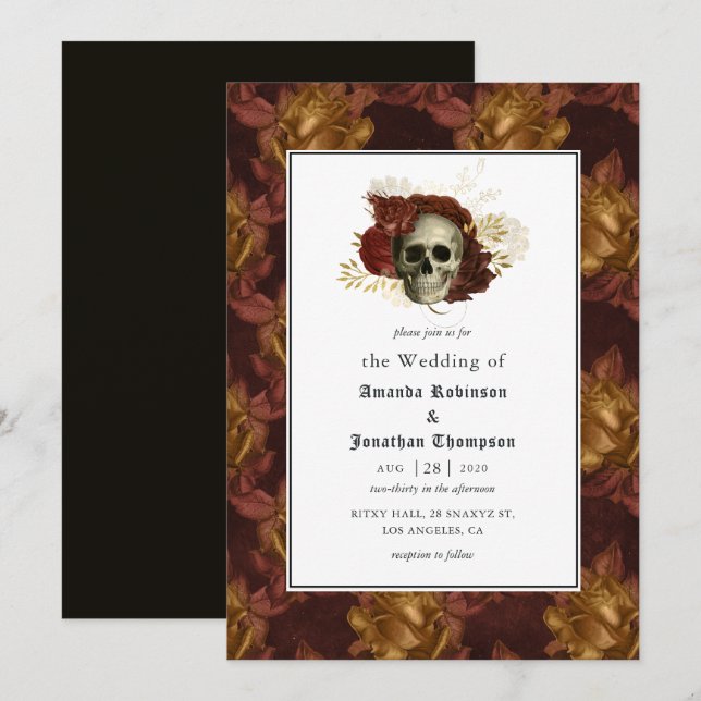 Convite Floral Gothic Wedding (Frente/Verso)