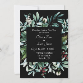 Convite Floral Greenery Elegante Chic Script Name Wedding