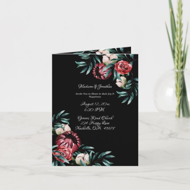 Convite Floral Greenery Elegante Chic Script Name Wedding (Frente)