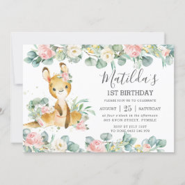 Convite Floral Greenery Eucalyptus Cute Kangaroo Aniversár