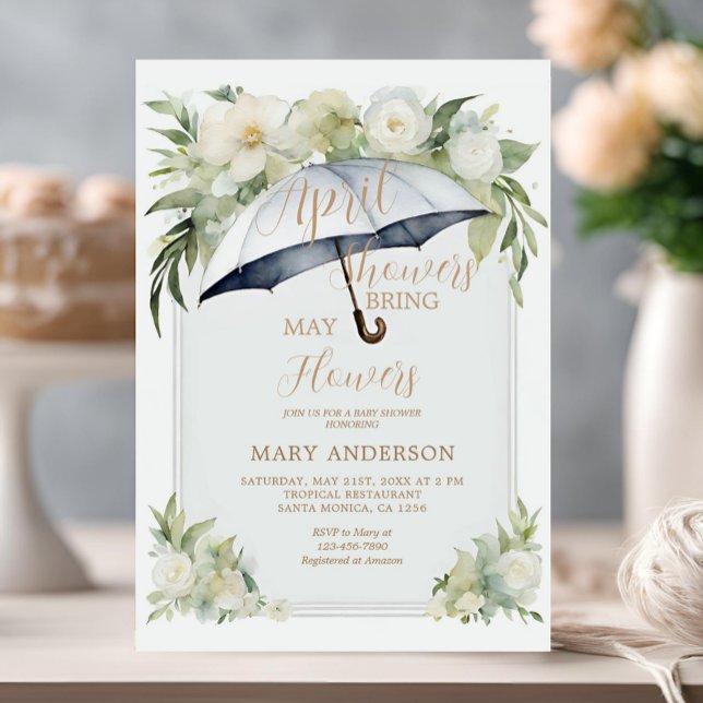Convite Floral Guarda-chuvas Chás Trazem flores de maio (Criador carregado)
