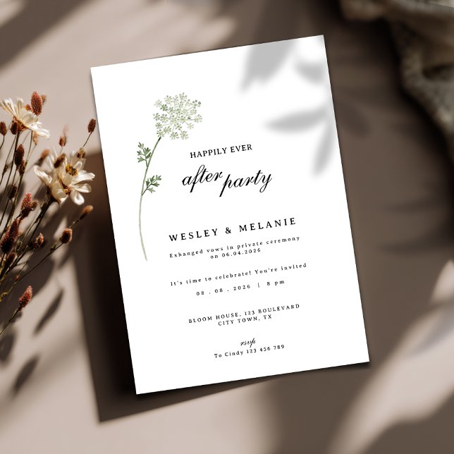 Convite Floral Happily Ever After Party Wedding Reception (Floral happily ever after party reception wedding invitation.)