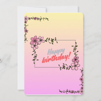 Convite Floral Happy Birthday Card