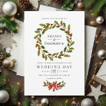 Convite Floral Holly Christmas Watercolor Invite<br><div class="desc">Vintage,  flores vermelhas,  Holly e bagas,  convites para casamento de natal projetados para serem rápida e facilmente personalizados de acordo com as suas especificidades de evento.</div>