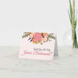 Convite Floral Junior Bridesmaid Request Card