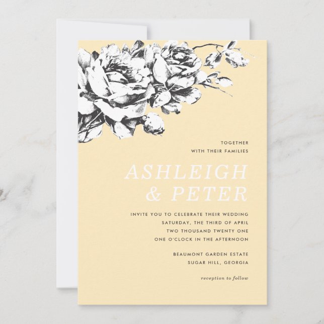 Convite Floral La Vie en Rosa - Amarelo (Frente)