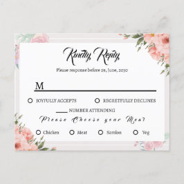 Convite floral lindo boho padrão de rosa aquarela