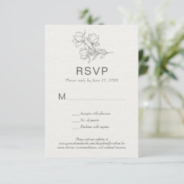Convite Floral Line Art Simple Bespoke Classic Ivory RSVP