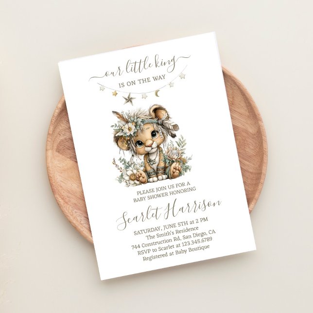 Convite Floral lion king boy Baby Shower Invitation (Criador carregado)