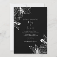 Floral Lírios Negro e Branco