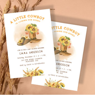 Convite Floral Little Cowboy Western Rodeo Chá de fraldas