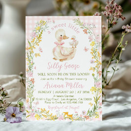 Convite Floral Little Silly Goose Girl Baby Shower