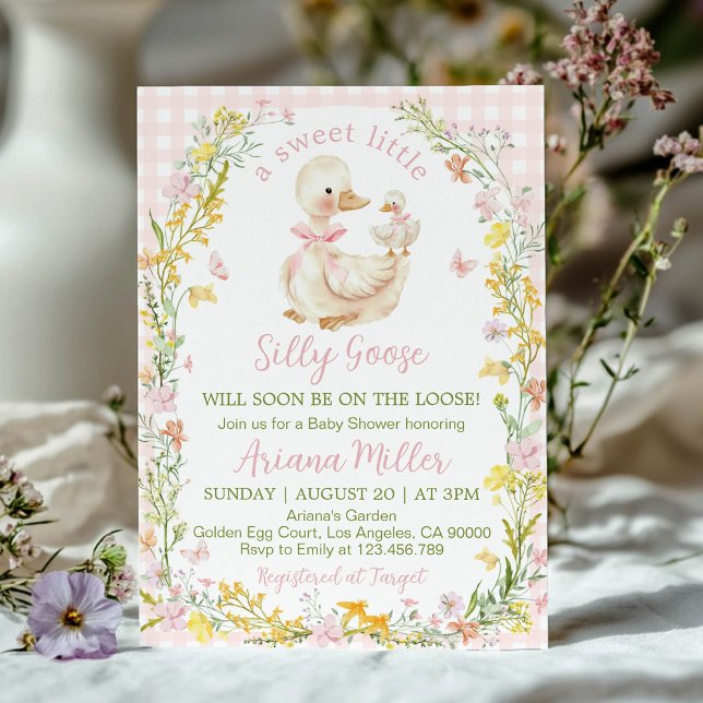 Convite Floral Little Silly Goose Girl Baby Shower (Criador carregado)
