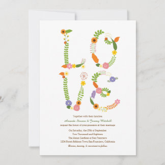 Convite Floral LOVE Letters Rustic Woodland Weding