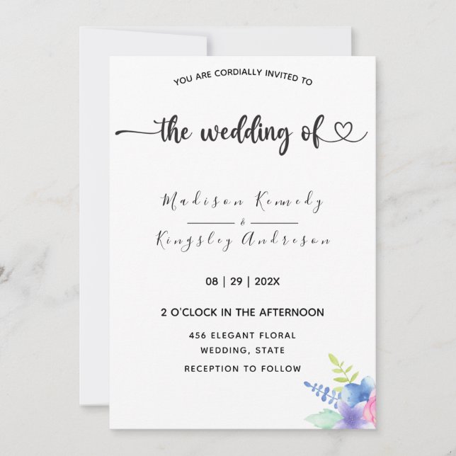 Convite Floral Luxurioso Elegante Espetacularmente Simples (Frente)