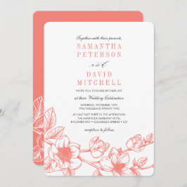 Convite Floral Magnolia Branch | Coral | Casamento