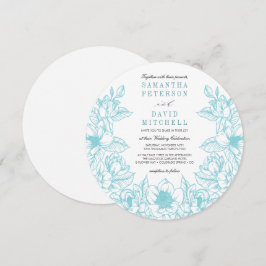 Convite Floral Magnolia Wreath | Azul pálido | Casamento