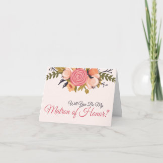 Convite Floral Matron of Honor Request Card