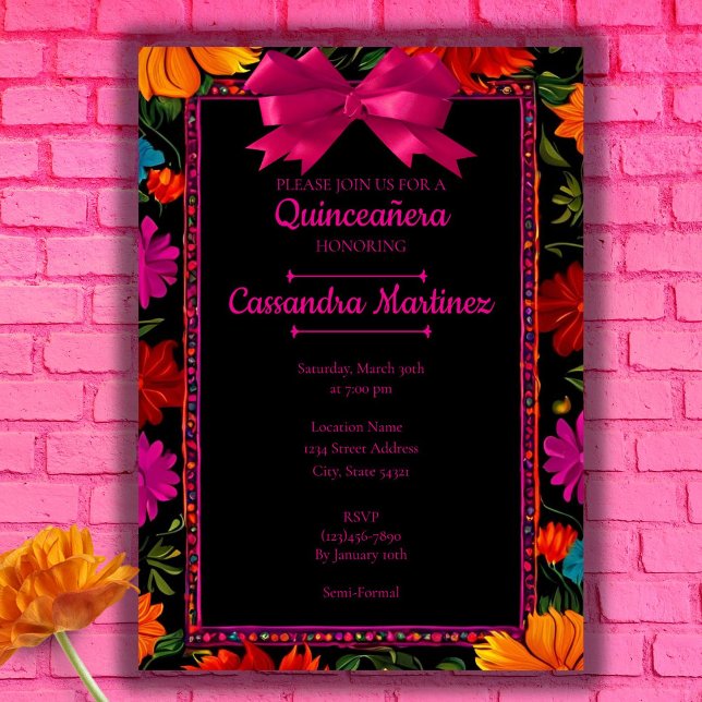 Convite Floral Mexicano Fiesta Quinceanera (Criador carregado)