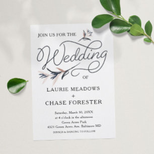 Convite Floral Mínimo para Casamento Boho