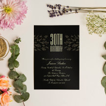 Convite Floral Mínimo Preto Elegante