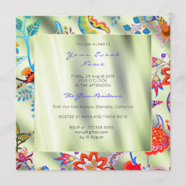 Convite Floral Mint Silk Ombr Oriental Primavera Chinoiser