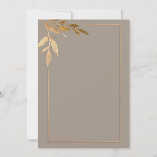 Convite Floral moderno dourado e moldura (Frente)