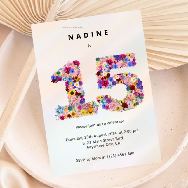 Convite Floral Moderno para 15 Anos (quinceanera, 15th birthday, 15th birthday invite, floral invitation, floral 15th birthday, girl 15th)