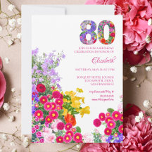 convite floral moderno para festa de 80 anos