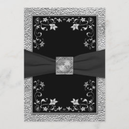 Convite Floral Monograma Preto e para Geração de Á