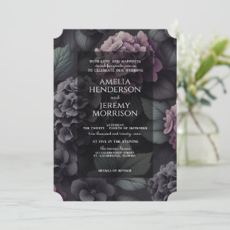 Convite Floral Moody Preto e Puro com Detalhes