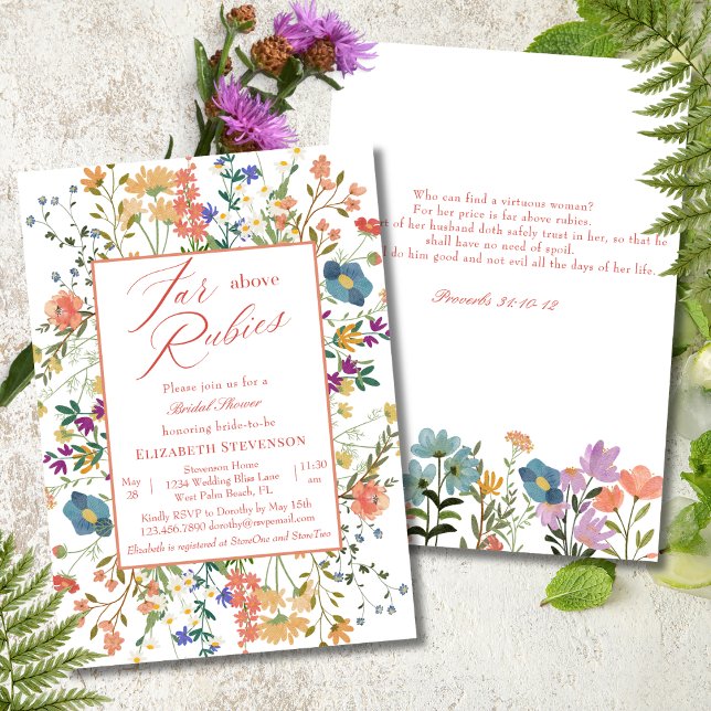 Convite Floral Muito Acima das Rubis Provérbios 31 Chuveir (Criador carregado)