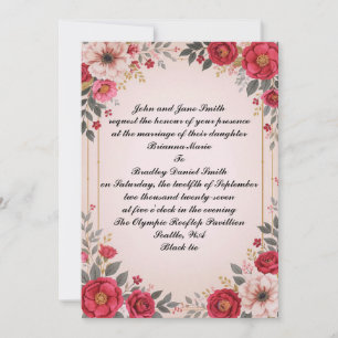 Convite Floral no Casamento Rosa
