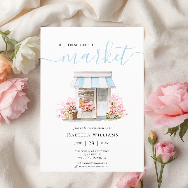 Convite Floral Noivado fora do mercado (The front of the invitation is shown at a 5x7 inch size. Choose size, paper, + corner style.)