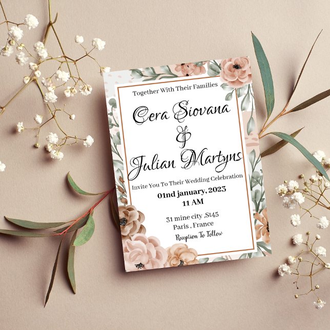 Convite Floral orchid frame wedding invitation (Criador carregado)