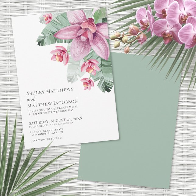 Convite Floral Orchid Tropical Wedding (Floral Orchid Tropical Wedding Invitation)