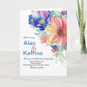 Convite Floral Ousada de Aquarela para Casamento
