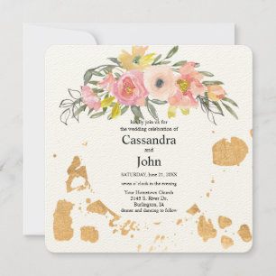 Convite Floral Paint Splash Weding