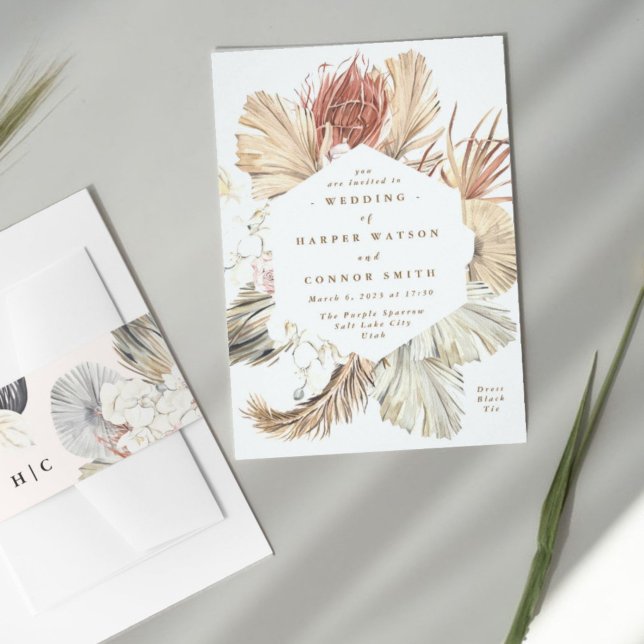Convite Floral Pampas Grass Selva Tropical (Invitation showcasing suite - additional items (bought separately))