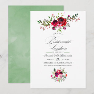 Convite Floral para Almoço de Damas de Honra de Ou