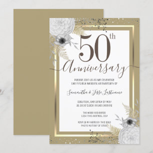 Convite Floral para Bodas de Ouro 50 Anos