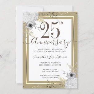 Convite Floral para Bodas de Prata