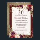 Convite Floral para Burgundy Dourada aniversário d<br><div class="desc">Mais Bonito convites Florais na Loja Little Bayleigh!</div>