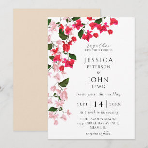 Convite Floral para Casamento com Bougainvillea