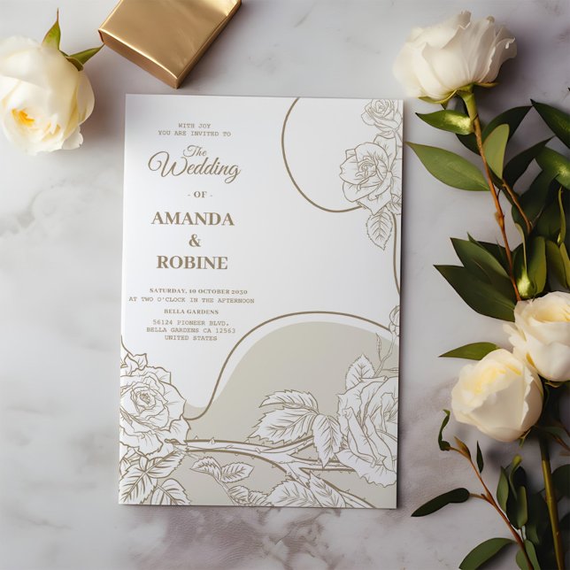 Convite Floral para Casamento de Arte Simples (Criador carregado)