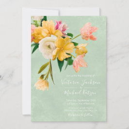 Convite Floral para Casamento de Bold e Bright Blo