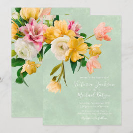 Convite Floral para Casamento de Bold e Bright Blo