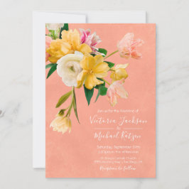 Convite Floral para Casamento de Bold e Bright Blo