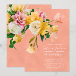 Convite Floral para Casamento de Bold e Bright Blo